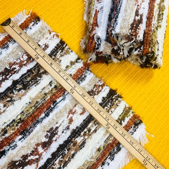 70s Handwoven Striped Thick Placemats Set of 4 Retro Cottagecore Fall Table - Picture 10 of 11